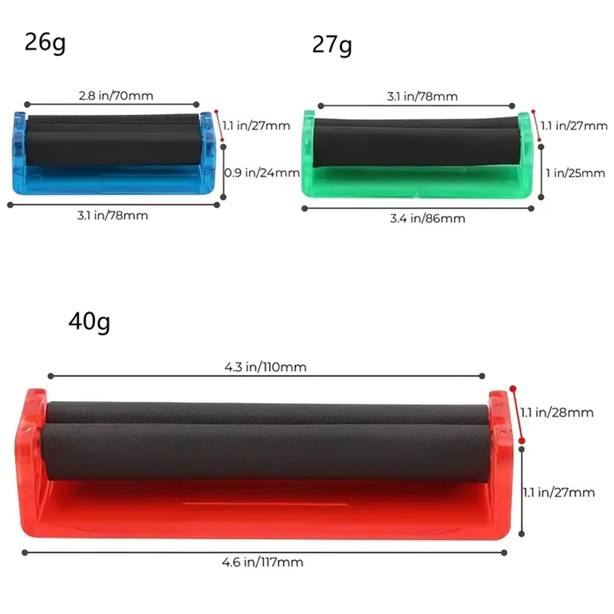 Cigarette Roller for 2.8In 3.1 in 4.3In Roll Papers, Handhold Plastic Rolling Machine, Rolling Papers Machine